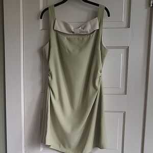 Cider Green Mini Dress with Cream Bow